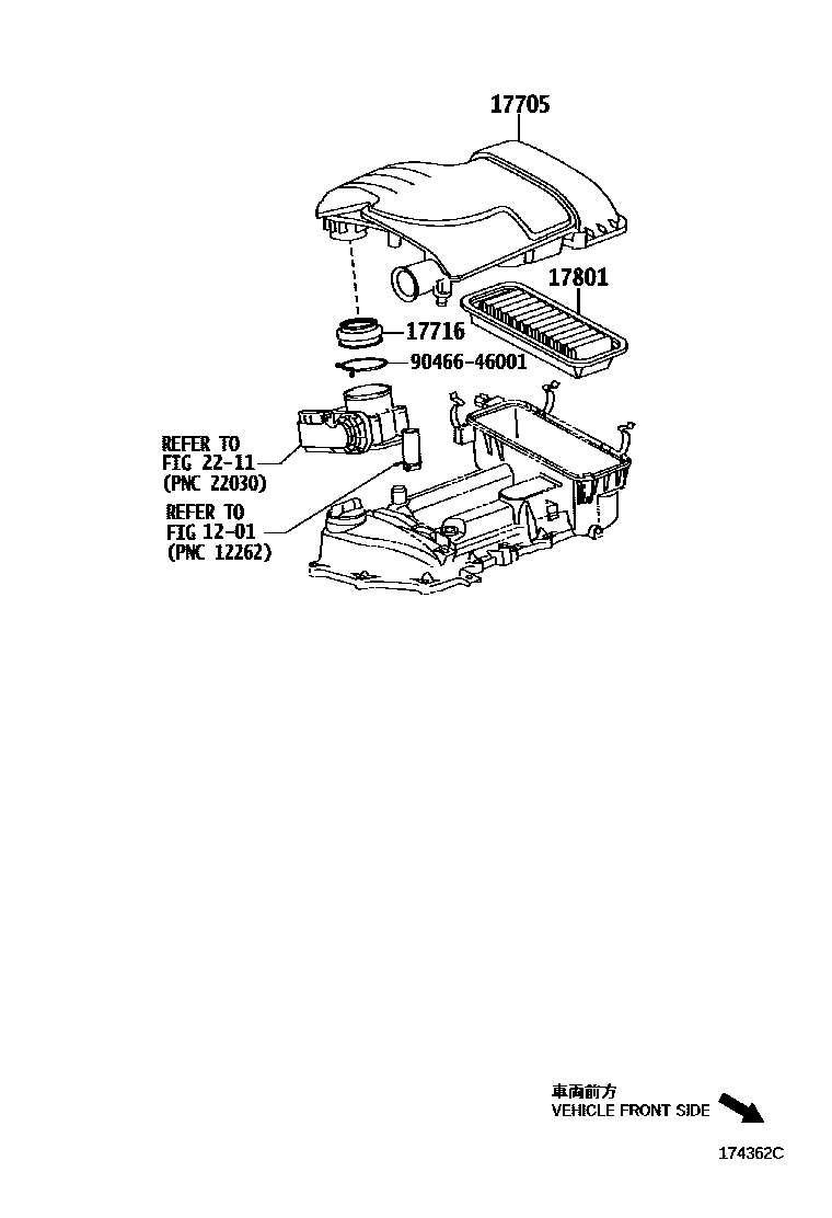 Toyota YARIS Air Cleaner EPC diagram — 174362C