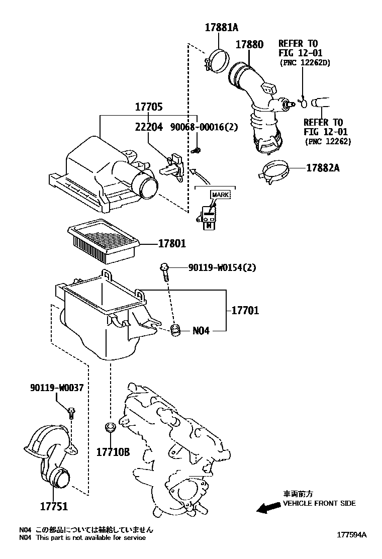 Toyota YARIS Air Cleaner EPC diagram — 177594A