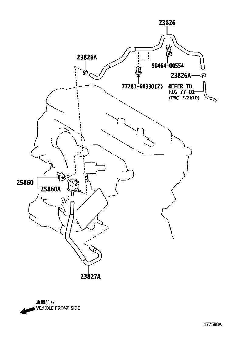 Toyota YARIS vacuum tube EPC diagram — 177598A