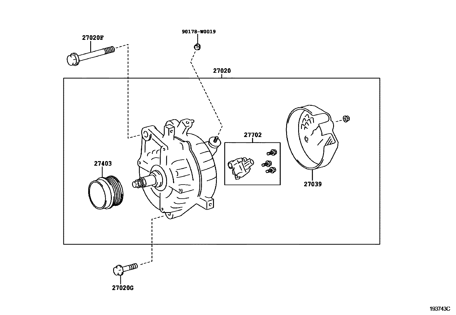 Toyota YARIS Alternator EPC diagram — 193743C