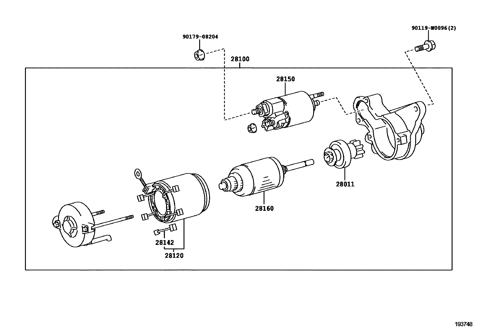 Toyota YARIS 起动机 EPC diagram — 193748
