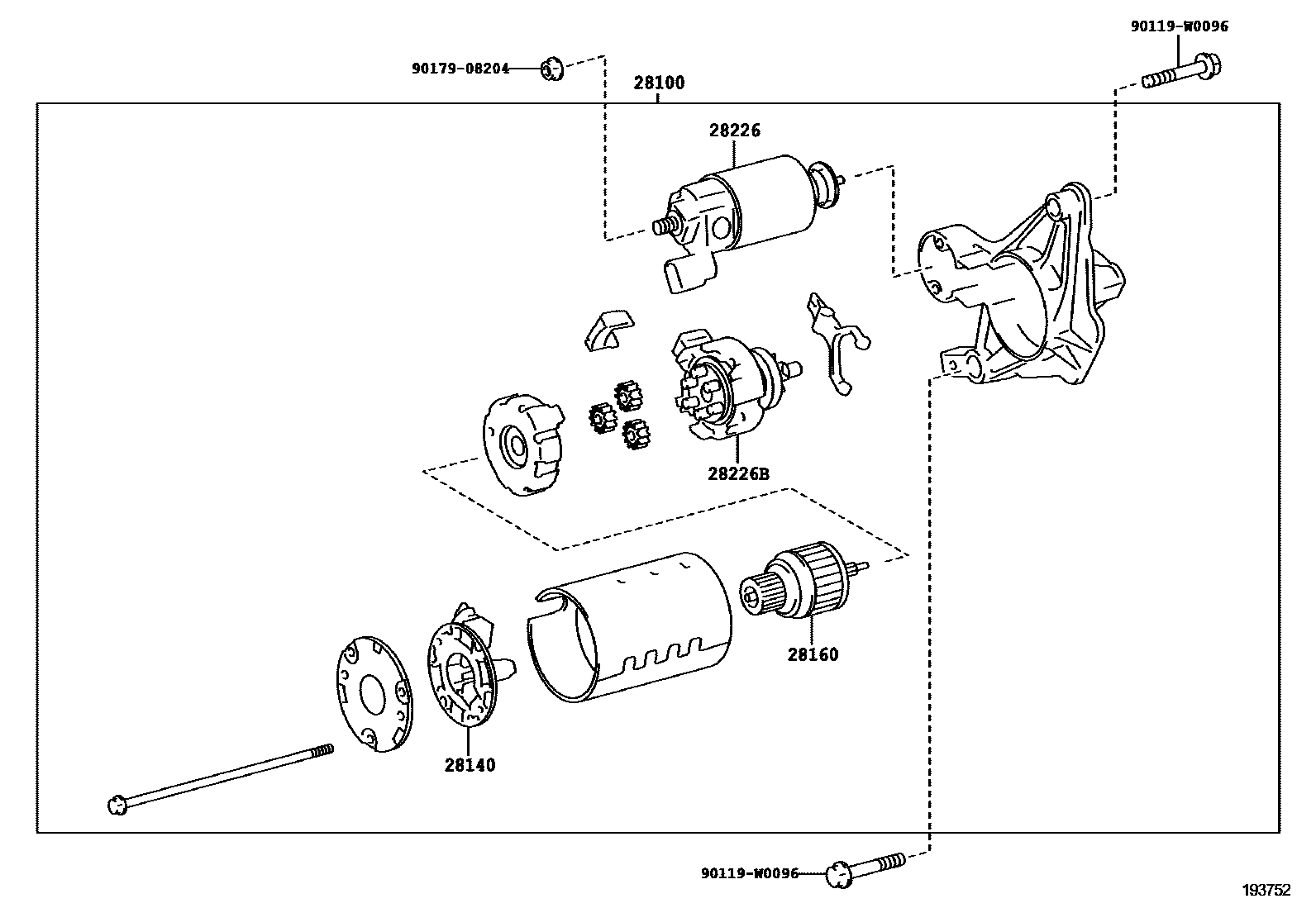 Toyota YARIS 起动机 EPC diagram — 193752