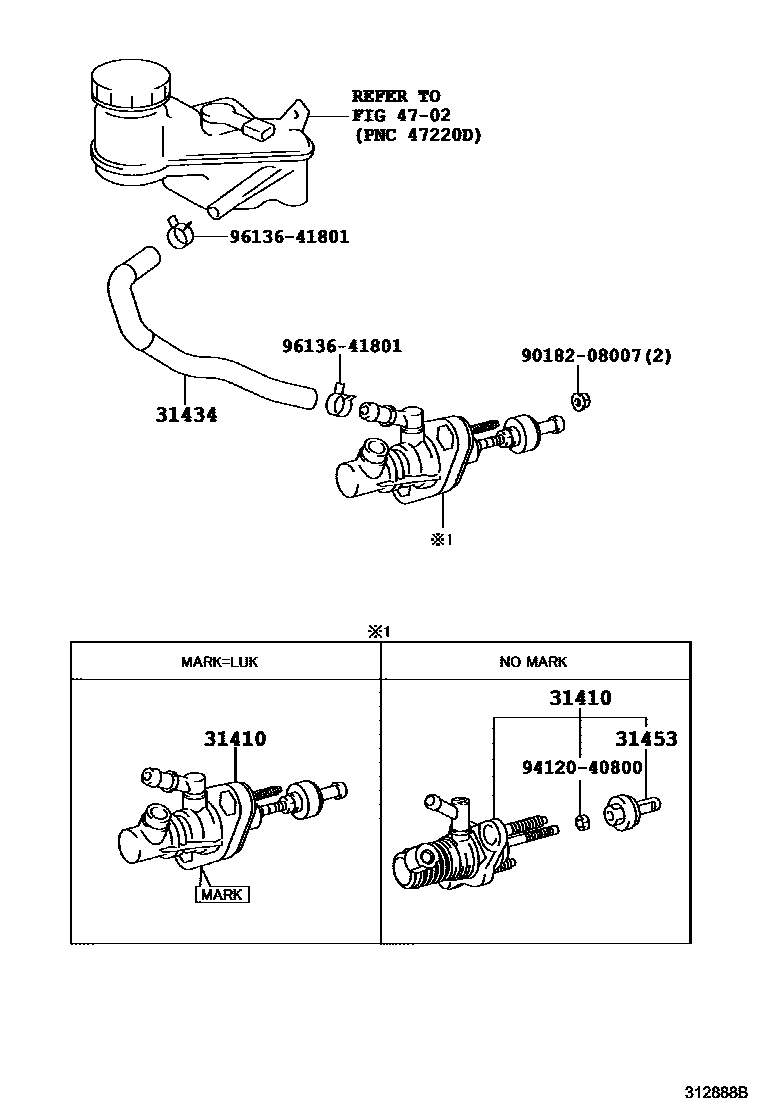 Toyota YARIS 离合器总泵 EPC diagram — 312888B