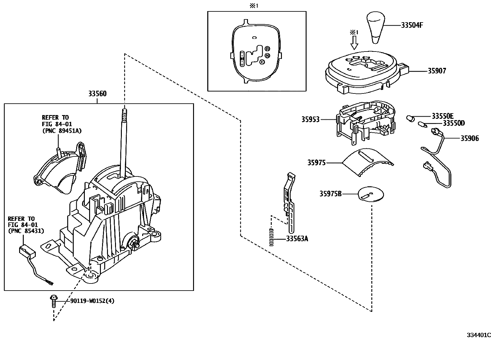 Toyota YARIS Shift Lever & Retainer EPC diagram — 334401C