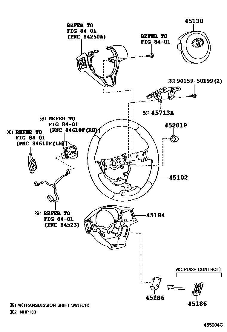 Toyota YARIS Steering Wheel EPC diagram — 455904C
