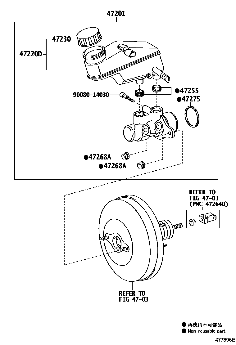 Toyota YARIS 制动总泵 EPC diagram — 477896E