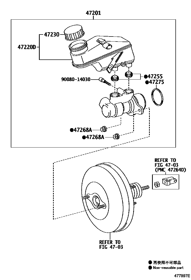 Toyota YARIS 制动总泵 EPC diagram — 477897E