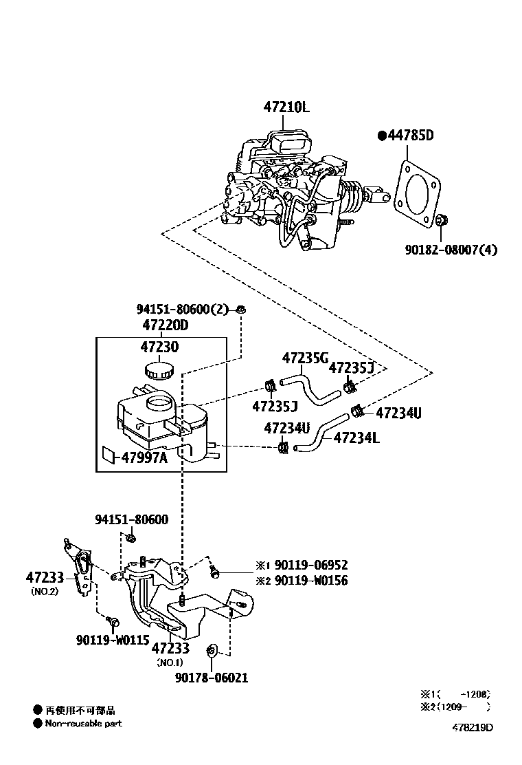 Toyota YARIS 制动总泵 EPC diagram — 478219D
