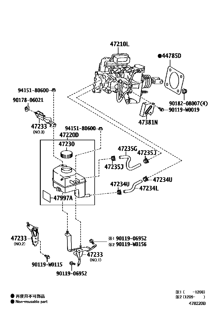 Toyota YARIS 制动总泵 EPC diagram — 478220B