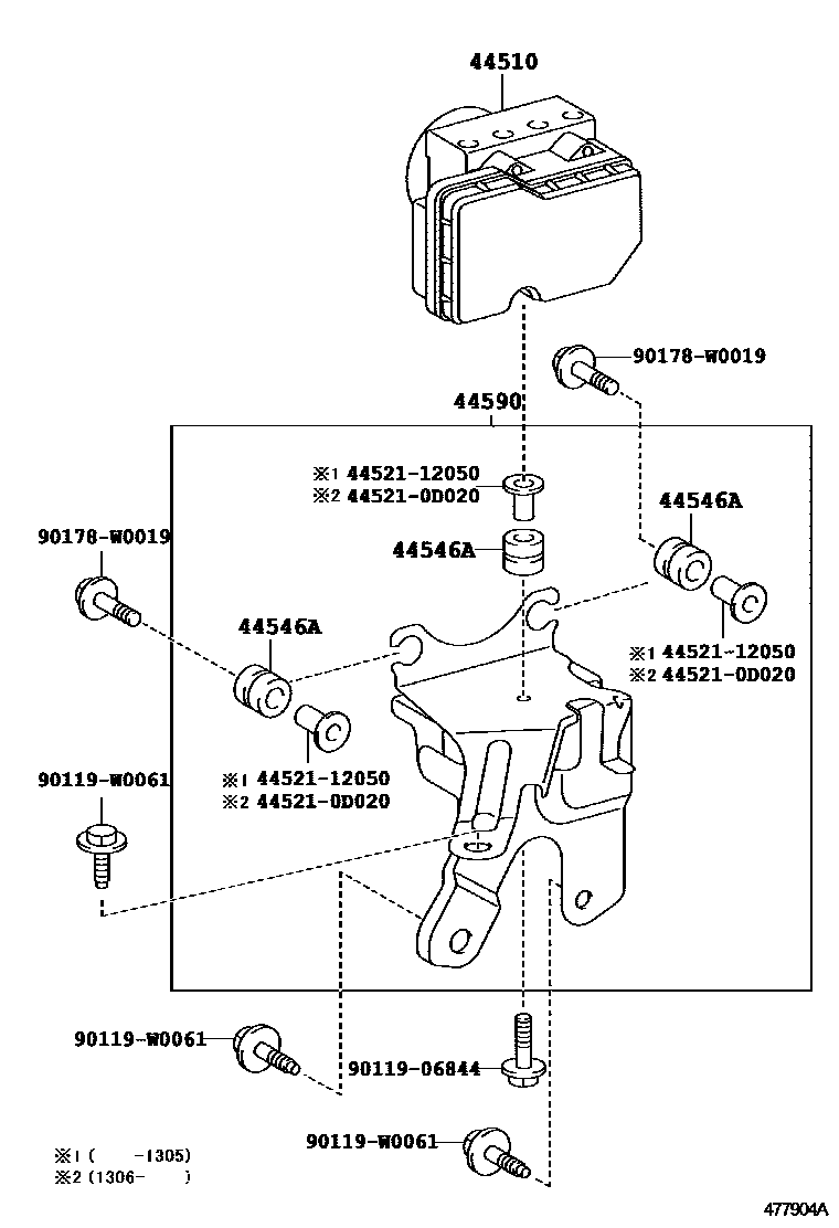 Toyota YARIS 制动配管和卡箍 EPC diagram — 477904A