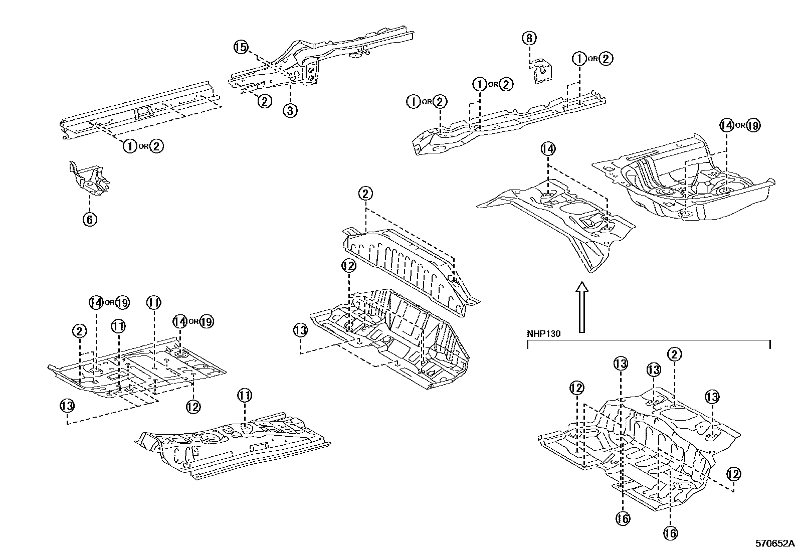 Toyota YARIS hole plug EPC diagram — 570652A
