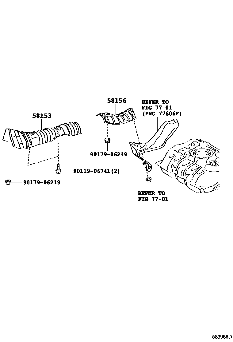 Toyota YARIS 地板隔热垫 EPC diagram — 583956D