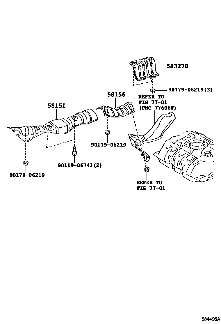 Toyota YARIS 地板隔热垫 EPC diagram — 584495A