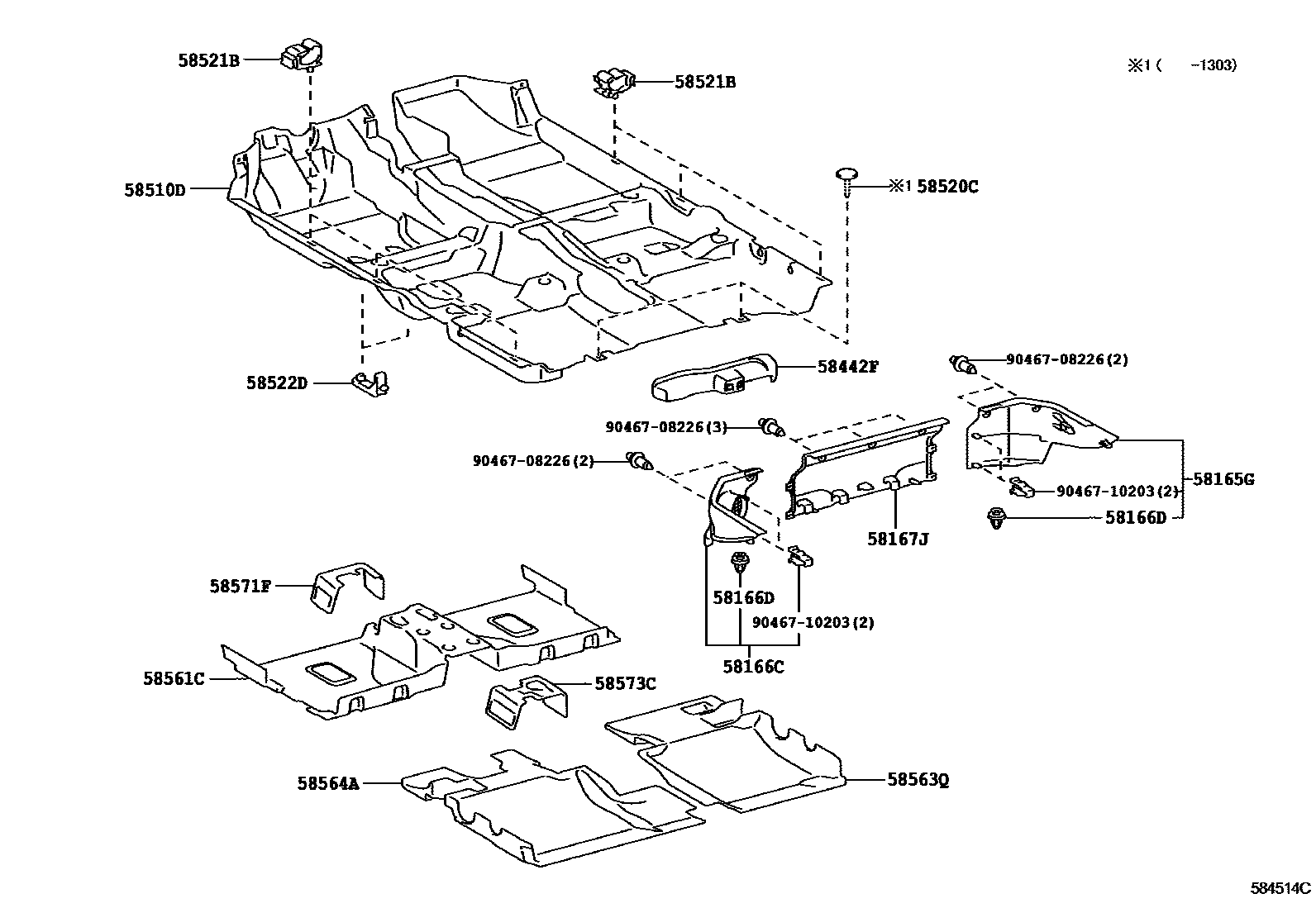Toyota YARIS 地板垫和地毯 EPC diagram — 584514C
