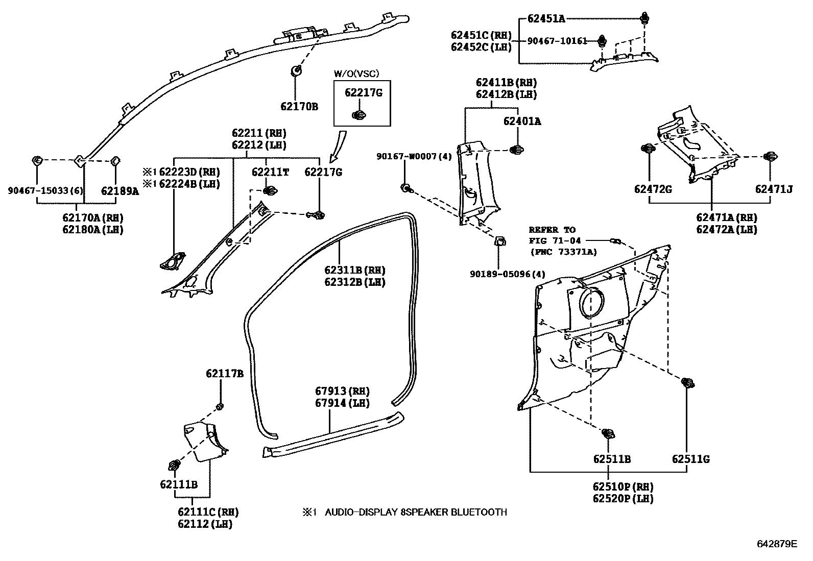Toyota YARIS 内饰板和车门防水胶条 EPC diagram — 642879E