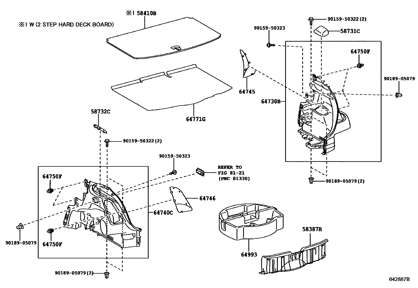 Toyota YARIS 底板和底板装饰罩 EPC diagram — 642887B