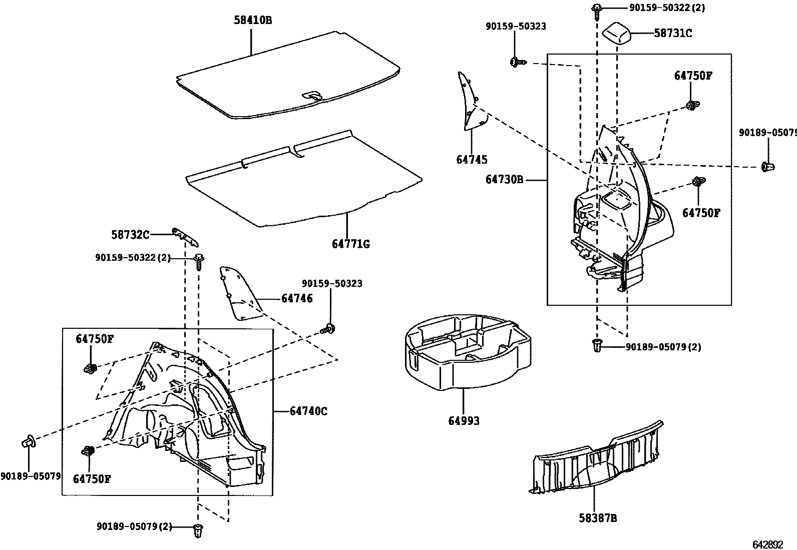 Toyota YARIS 底板和底板装饰罩 EPC diagram — 642892