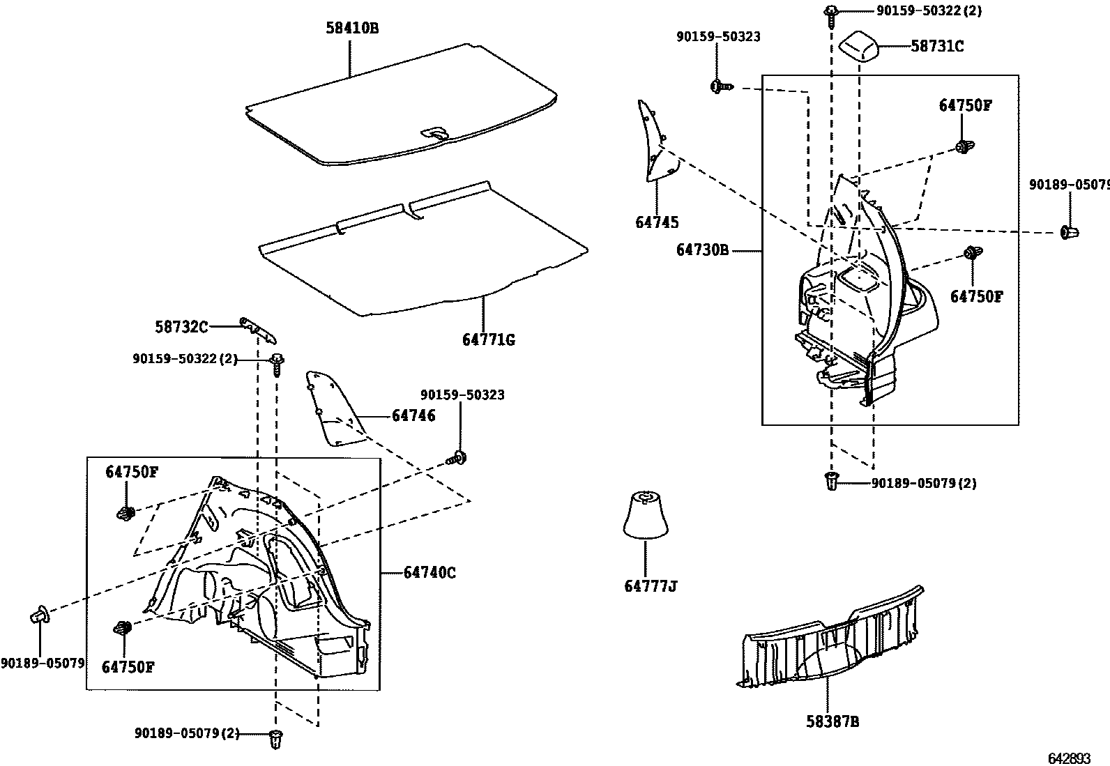 Toyota YARIS 底板和底板装饰罩 EPC diagram — 642893