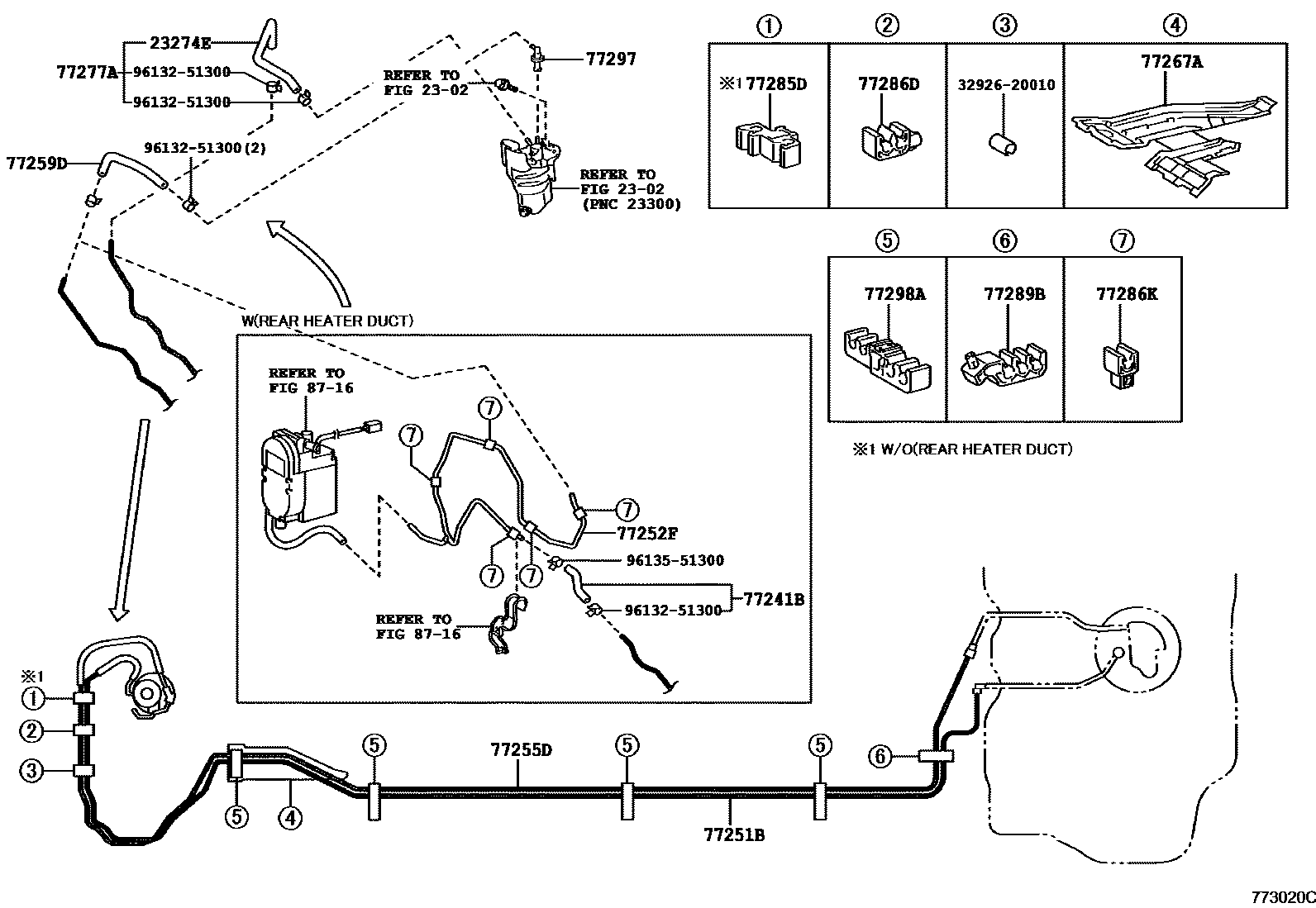 Toyota YARIS 燃油箱和燃油管 EPC diagram — 773020C
