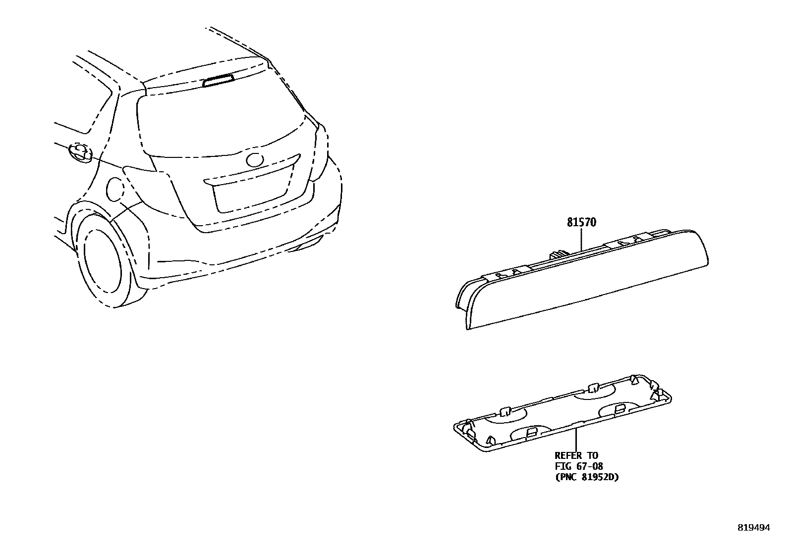 Toyota YARIS 高位刹车灯 EPC diagram — 819494A