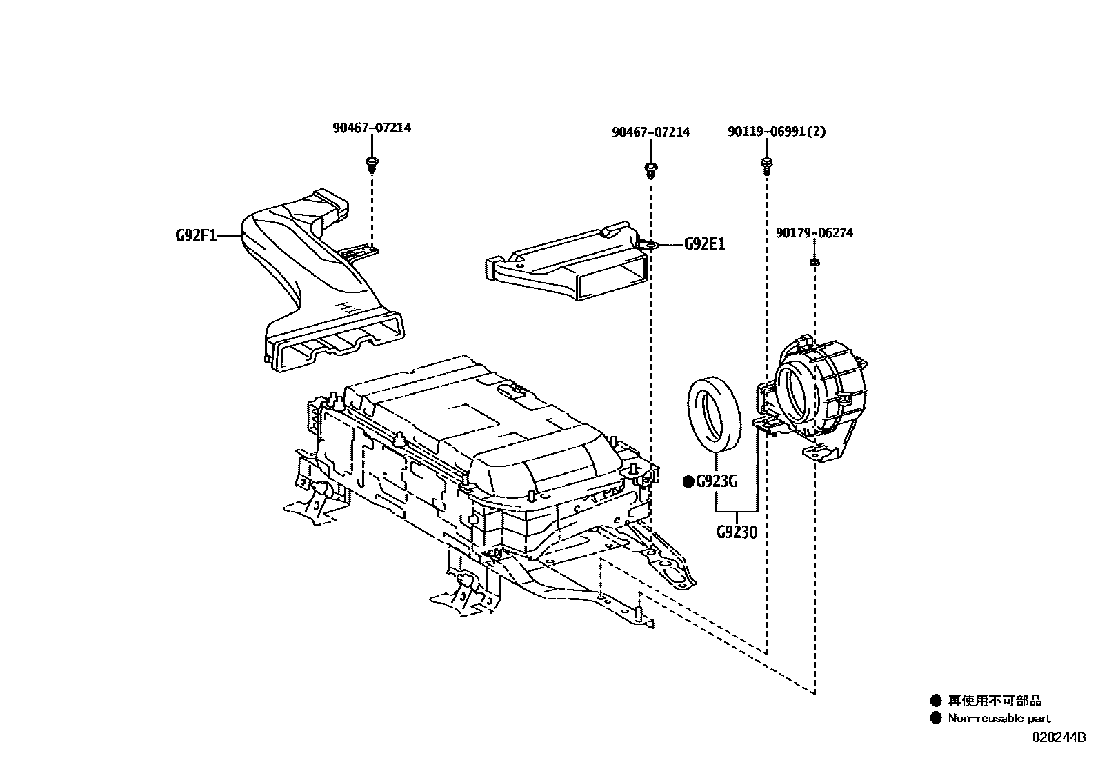 Toyota YARIS 蓄电池和蓄电池电缆 EPC diagram — 828244B