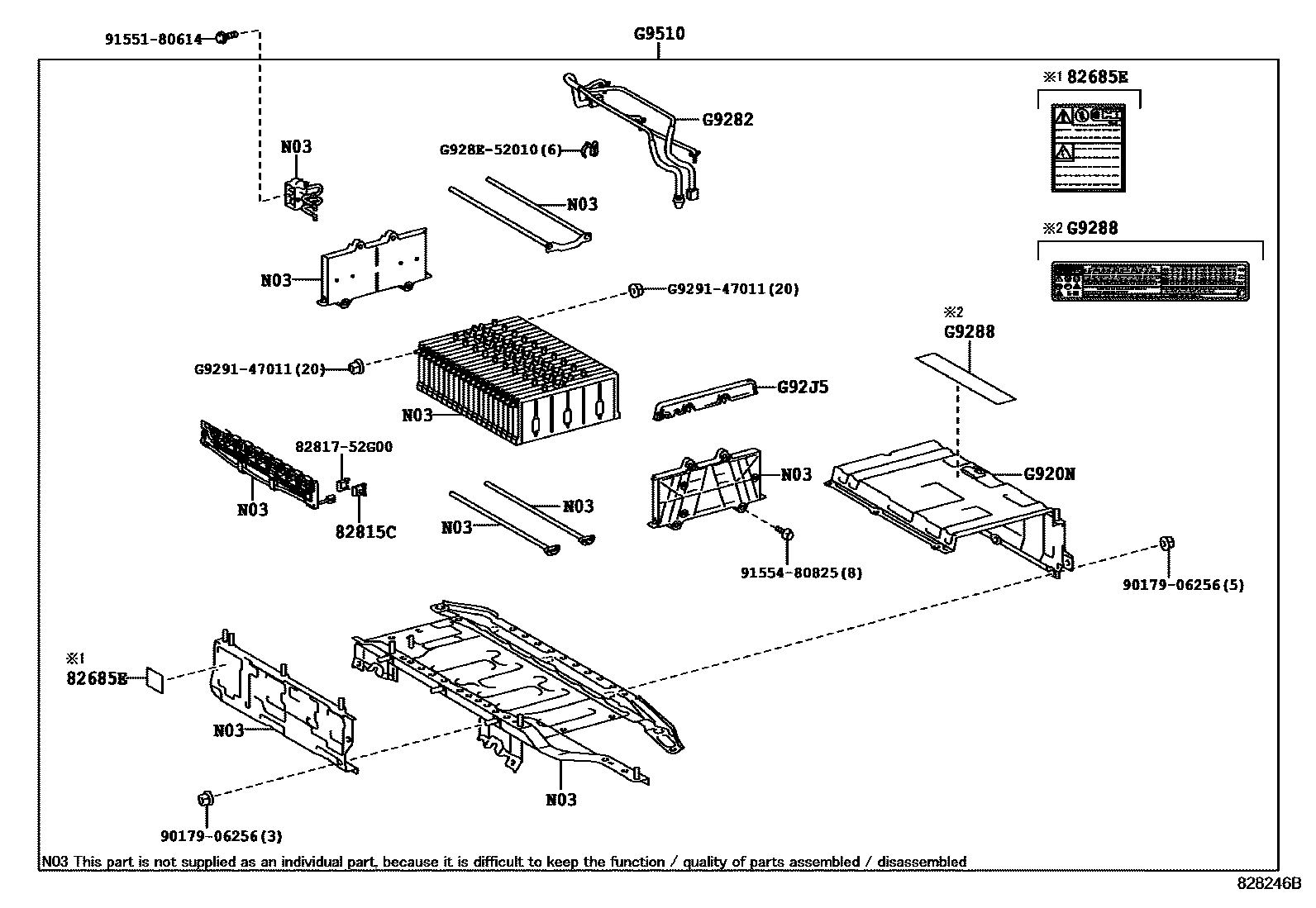 Toyota YARIS 蓄电池和蓄电池电缆 EPC diagram — 828246B