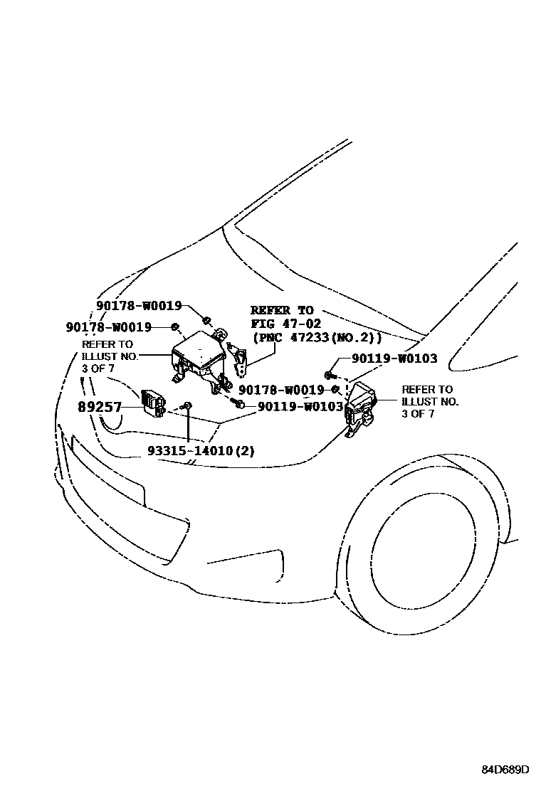 Toyota YARIS 开关和继电器和ECU EPC diagram — 84D689D