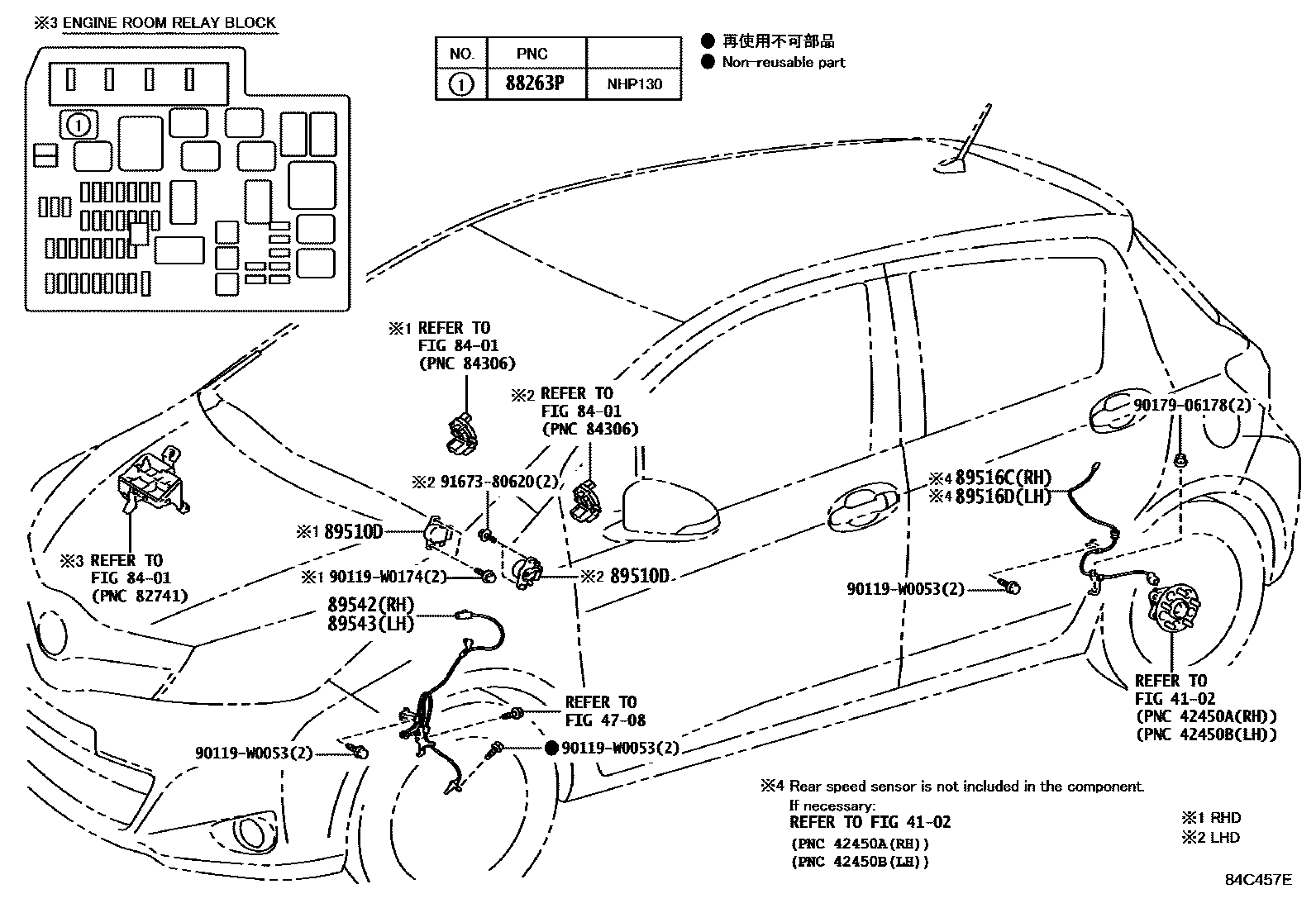 Toyota YARIS ABS 和 VSC EPC diagram — 84C457E