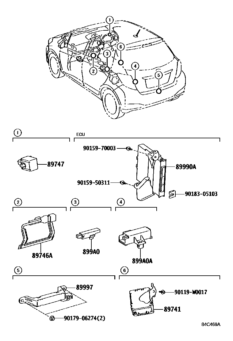 Toyota YARIS 遥控门锁 EPC diagram — 84C469A