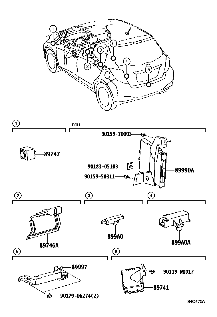 Toyota YARIS 遥控门锁 EPC diagram — 84C470A