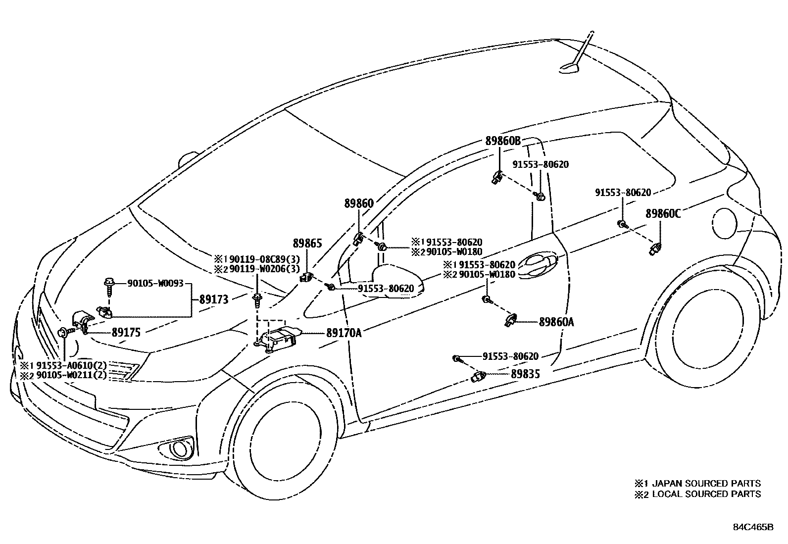 Toyota YARIS 空气囊 EPC diagram — 84C465B