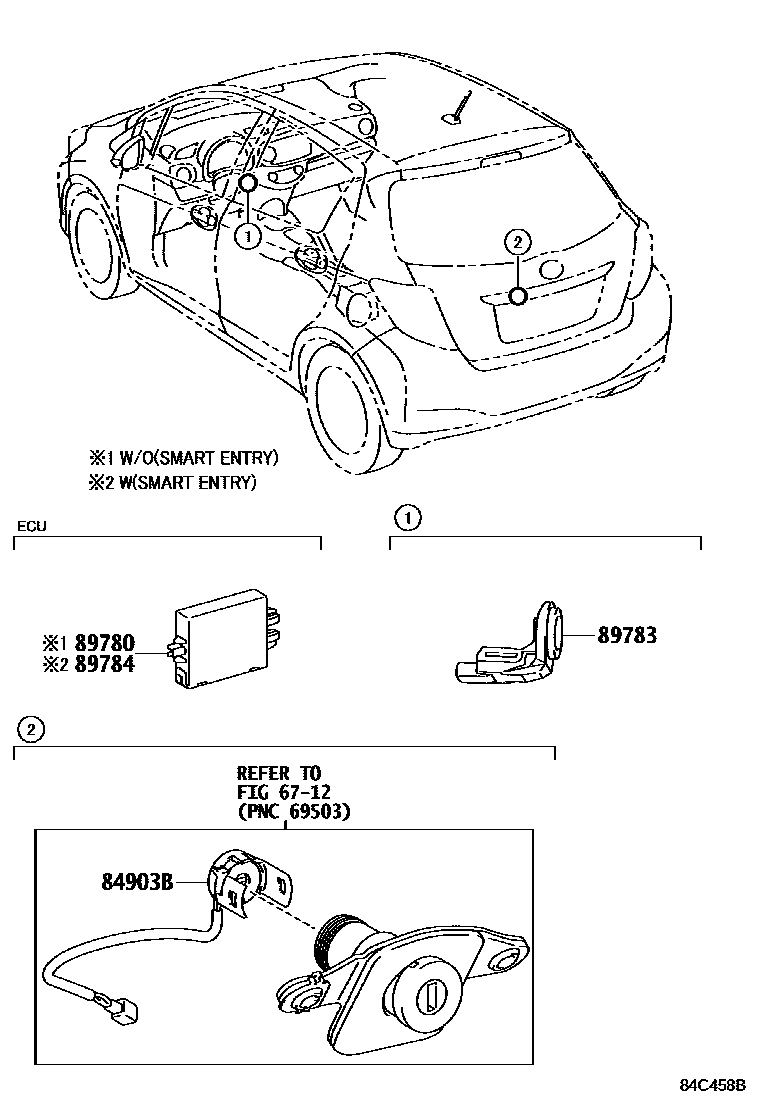 Toyota YARIS 防盗装置 EPC diagram — 84C458B