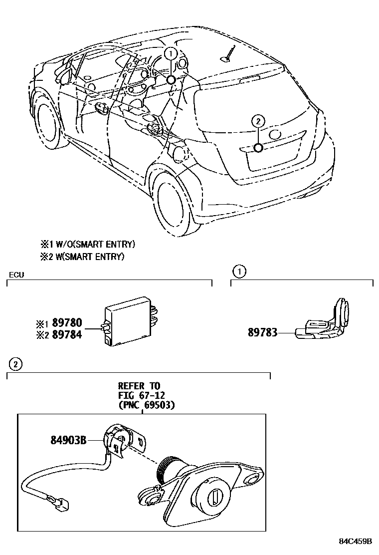 Toyota YARIS 防盗装置 EPC diagram — 84C459B