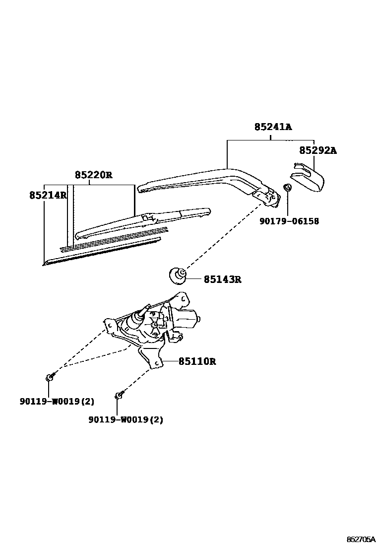 Toyota YARIS 后刮水器 EPC diagram — 852705A