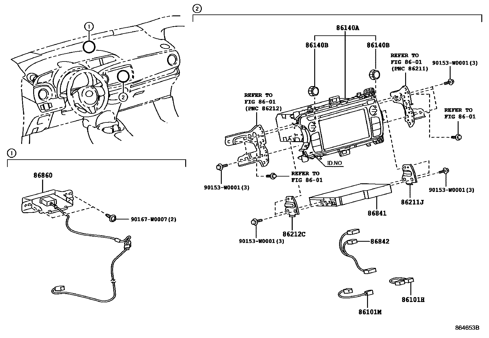 Toyota YARIS 导航和前监视器显示屏 EPC diagram — 864653B