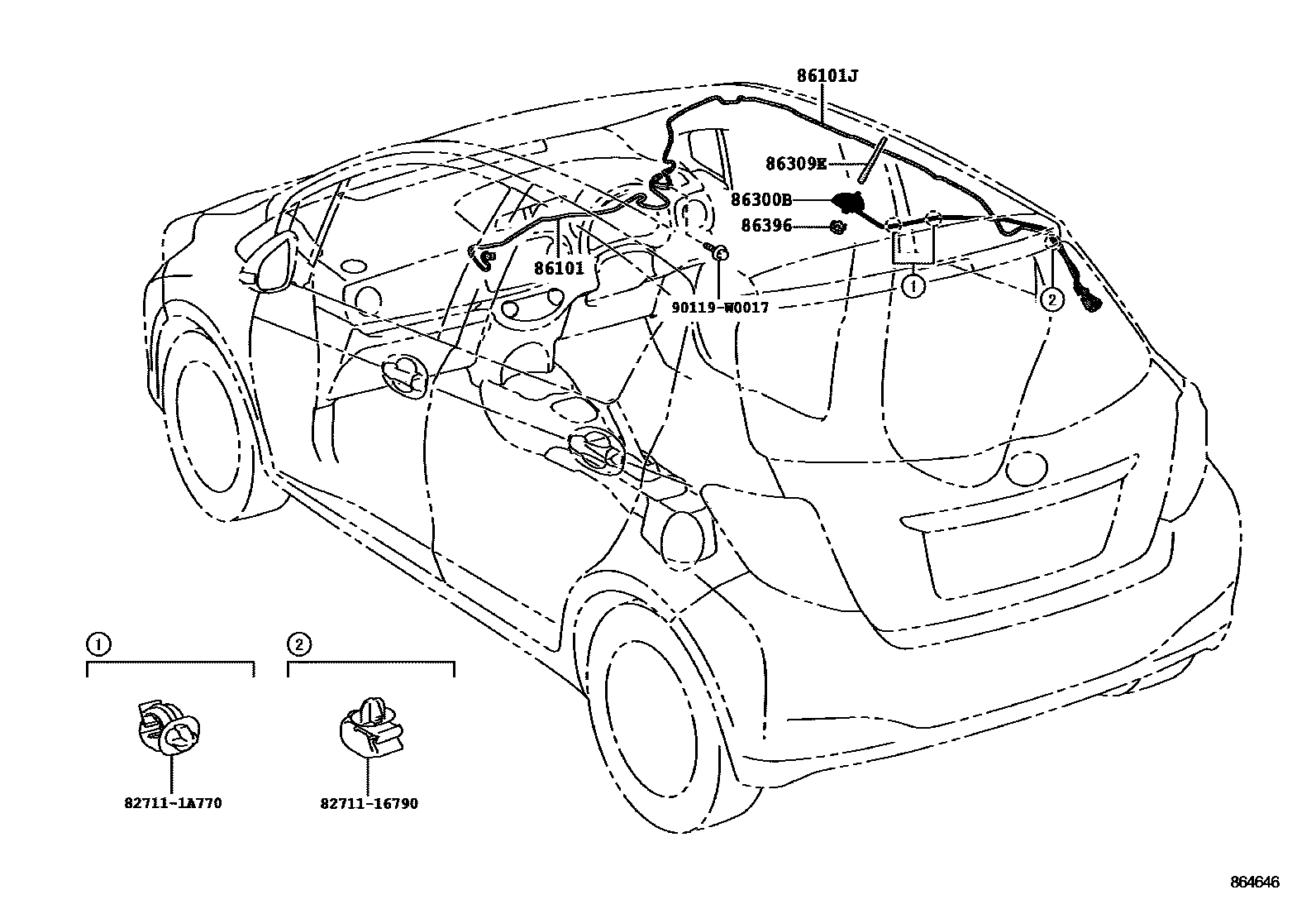 Toyota YARIS antenna EPC diagram — 864646