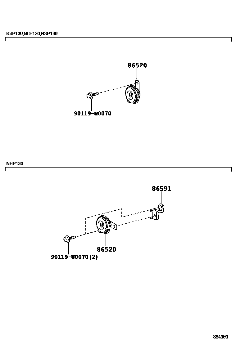 Toyota YARIS 喇叭 EPC diagram — 864960