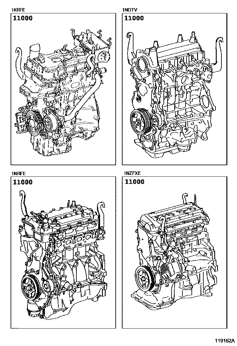 Toyota YARIS Partial Engine Assembly EPC diagram — 119162A