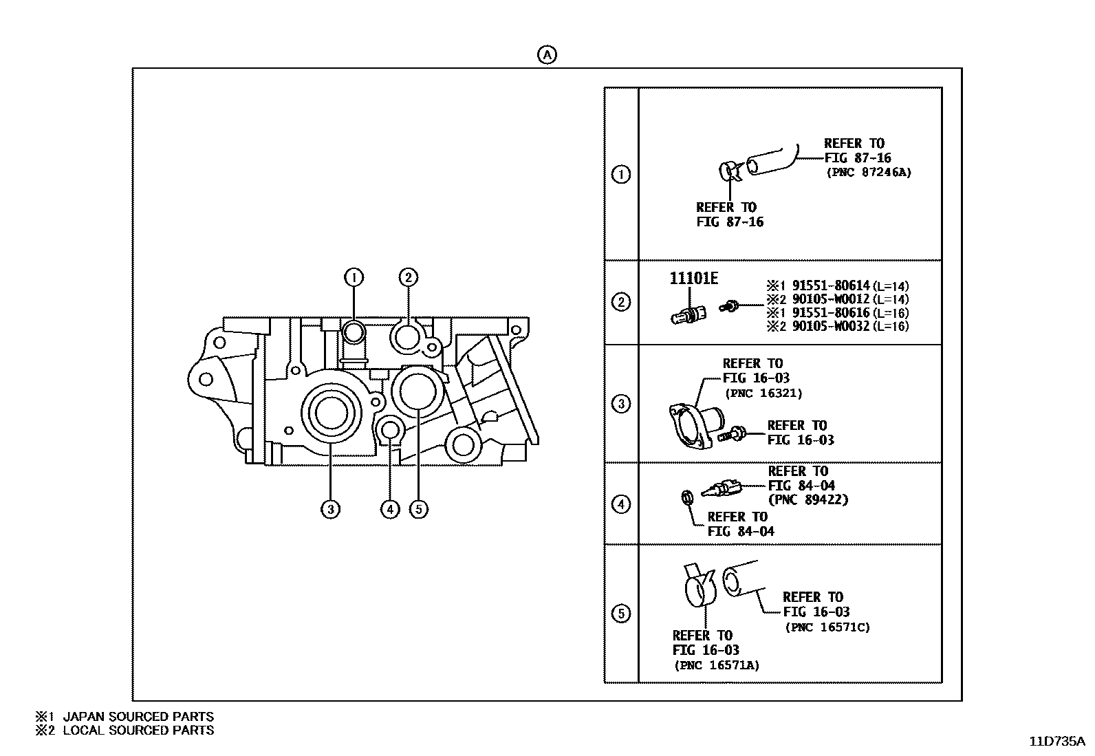 Toyota YARIS Cylinder Head EPC diagram — 11D735A