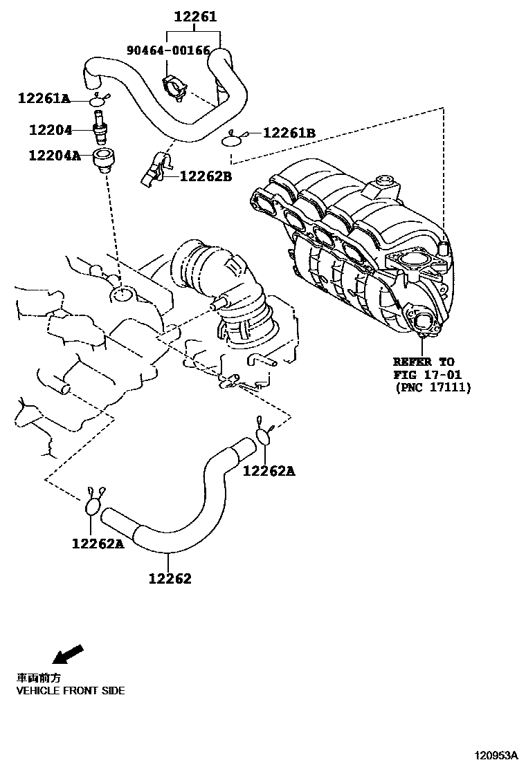 Toyota YARIS Ventilation Hose EPC diagram — 120953A