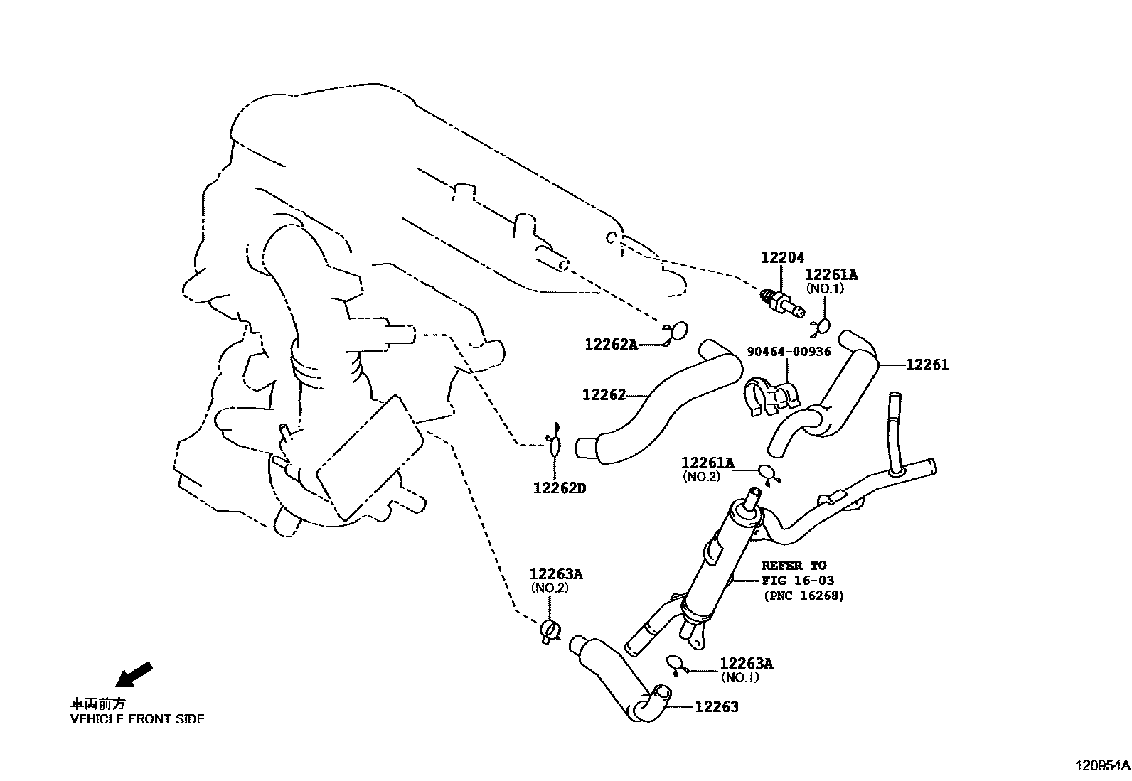Toyota YARIS Ventilation Hose EPC diagram — 120954A