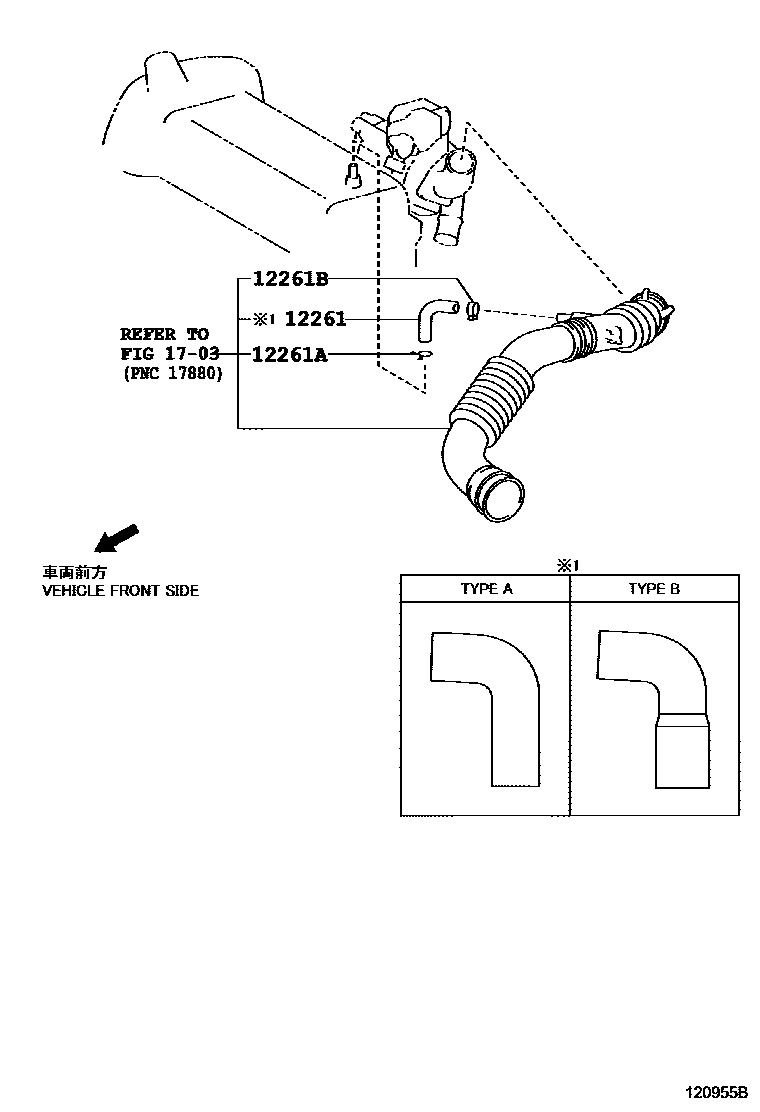 Toyota YARIS Ventilation Hose EPC diagram — 120955B