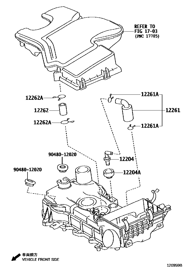 Toyota YARIS Ventilation Hose EPC diagram — 120959B