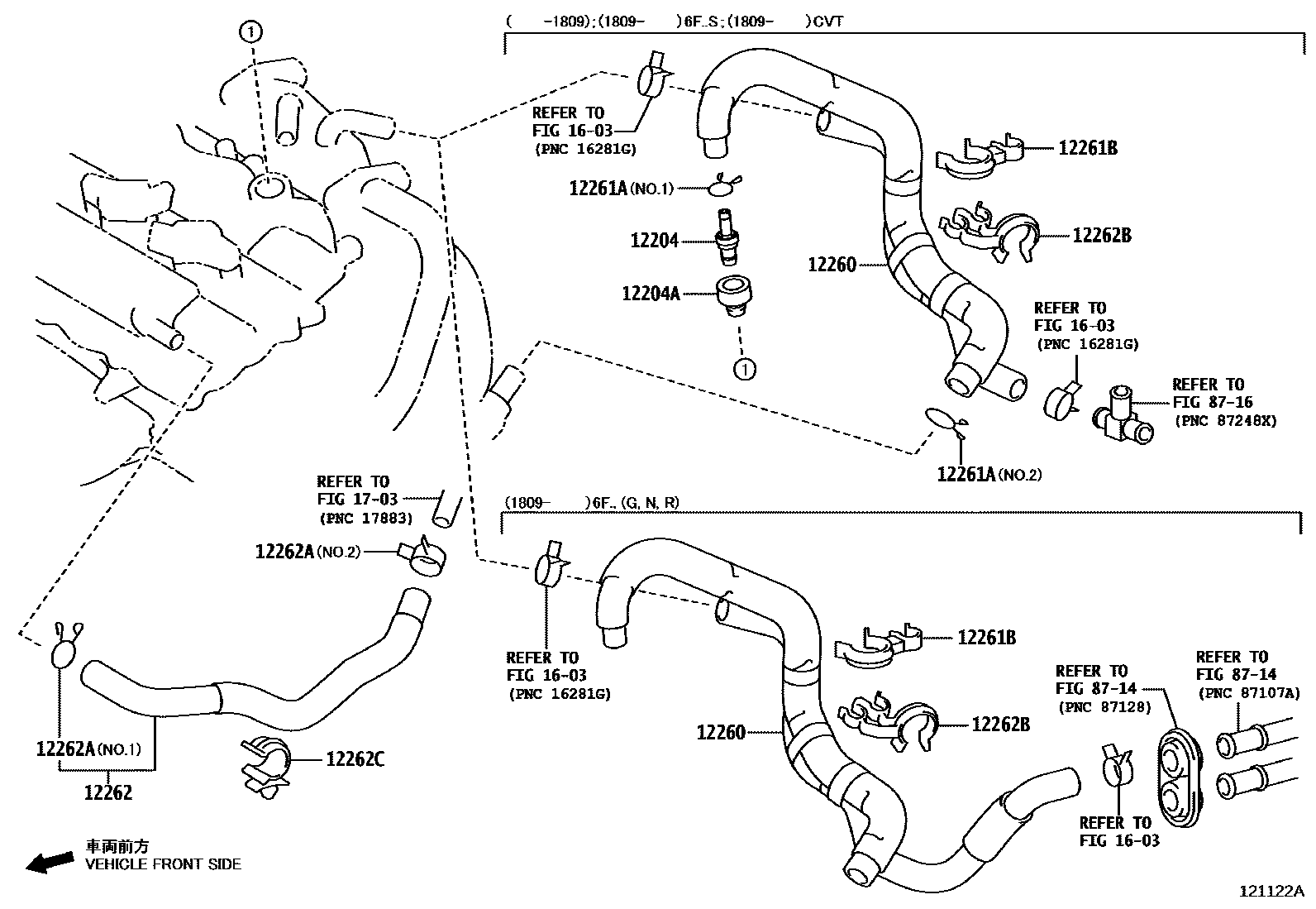 Toyota YARIS Ventilation Hose EPC diagram — 121122A