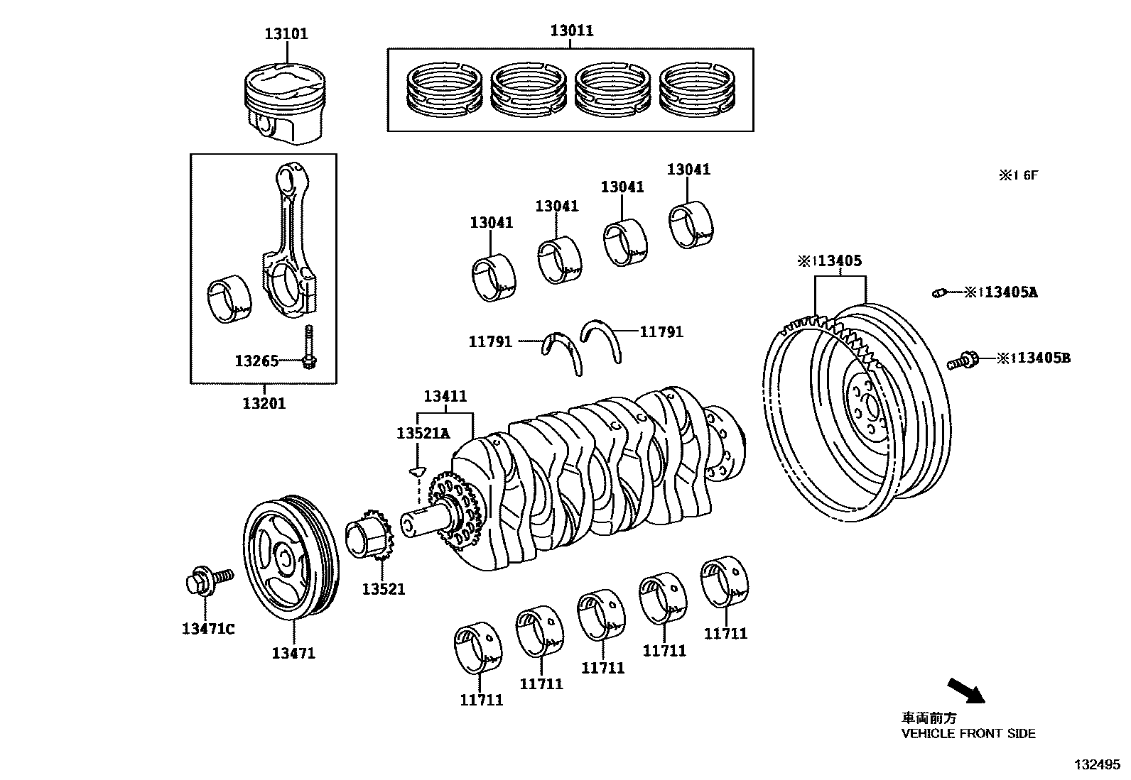 Toyota YARIS Crankshaft & Piston EPC diagram — 132495
