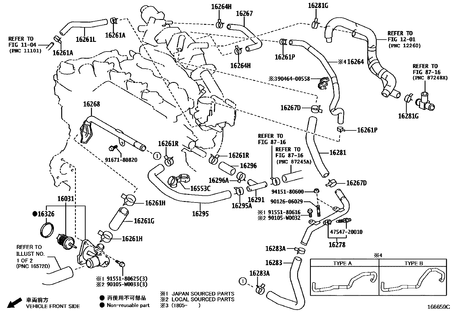 Toyota YARIS RADIATOR & WATER OUTLET EPC diagram — 166659C