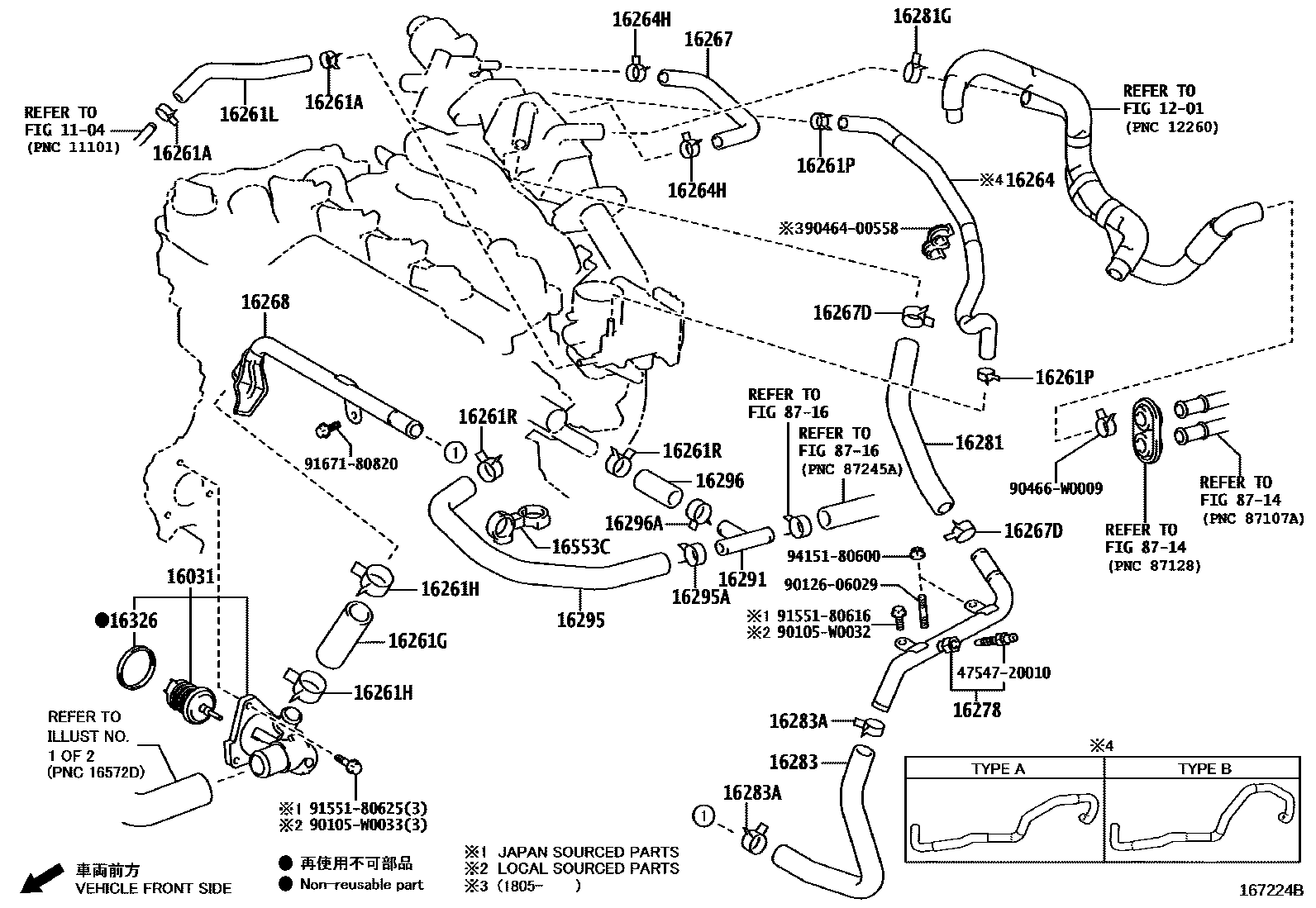 Toyota YARIS RADIATOR & WATER OUTLET EPC diagram — 167224B