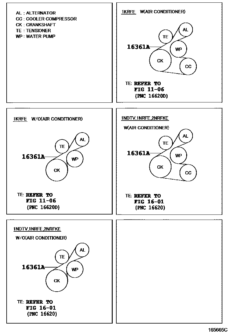 Toyota YARIS V-Belt EPC diagram — 165665C