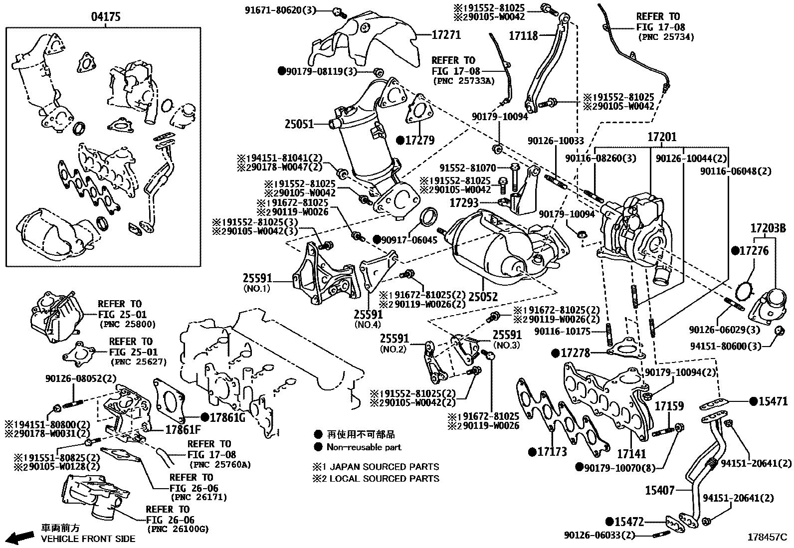 Toyota YARIS Manifold EPC diagram — 178457C