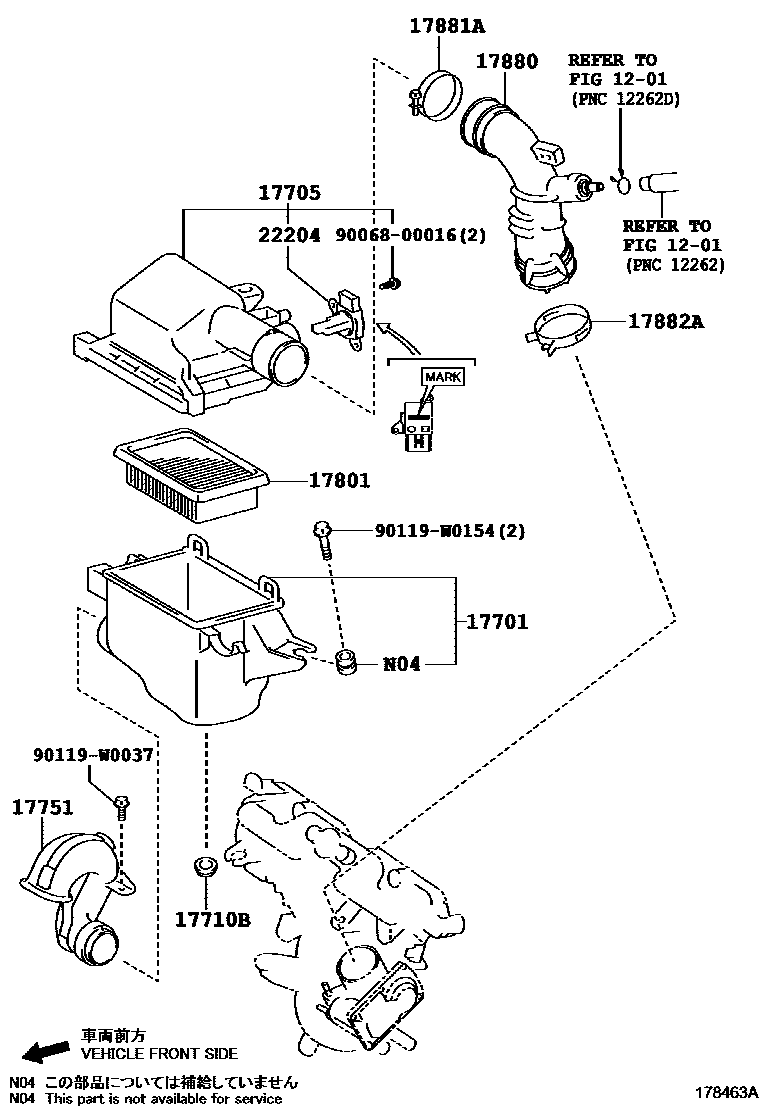 Toyota YARIS Air Cleaner EPC diagram — 178463A